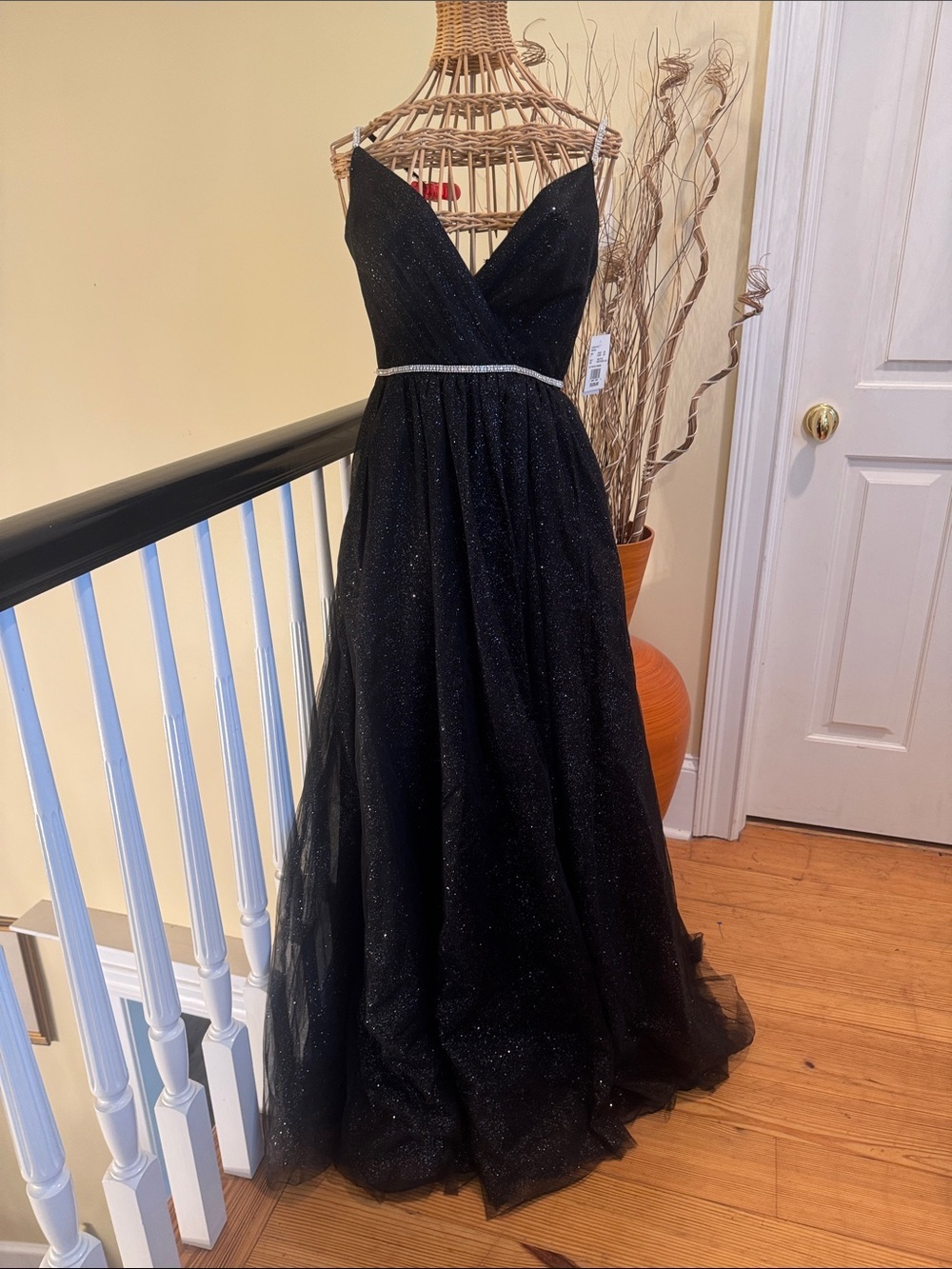 Jules & Cleo NWT black glittering dress with beaded diamonds